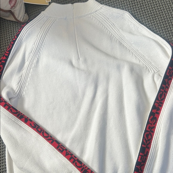 Michael Kors White Sweater with Black and Red Accents - Picture 4 of 4